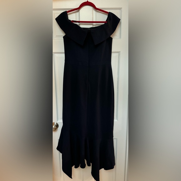 AQUA Ruffled Asymmetrical Hem Dress - Navy - Picture 4 of 5